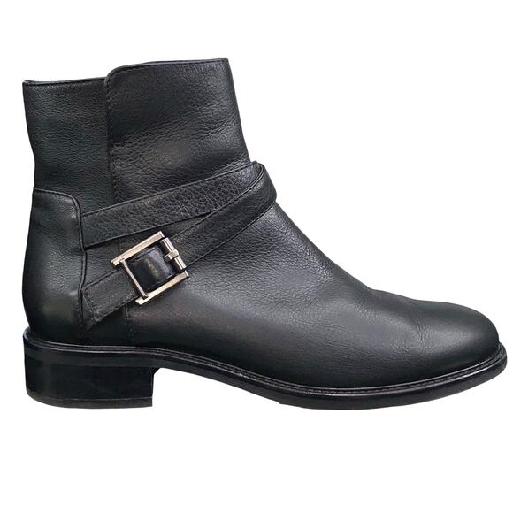 Aquatalia Women's Bree Black Leather Moto Ankle Boot Size US 11 - Picture 1 of 12